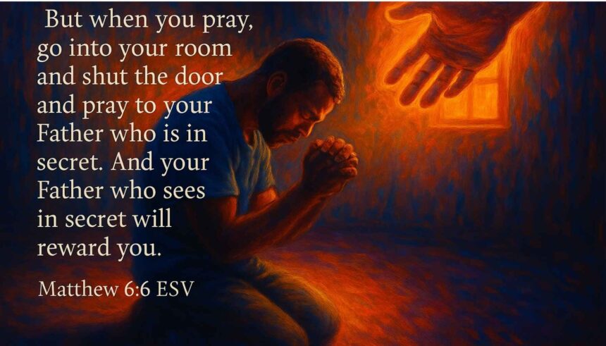 Man praying in solitude symbolizing intimacy with God in the secret place.