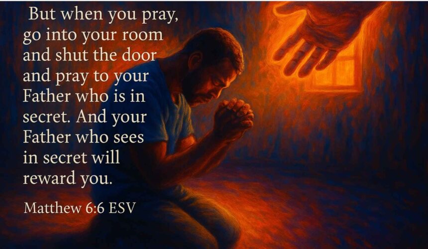 Man praying in solitude symbolizing intimacy with God in the secret place.