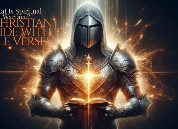 A Christian soldier kneeling in prayer, wearing spiritual armor