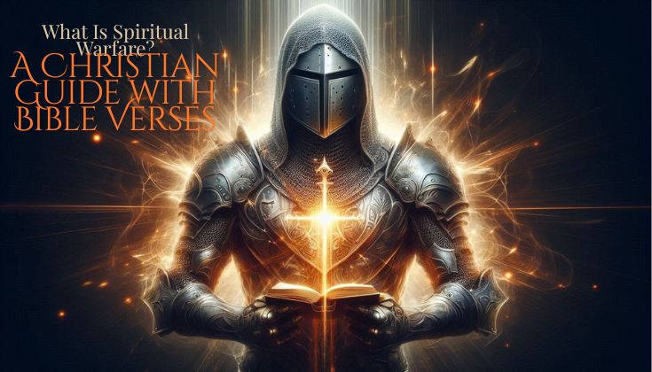 A Christian soldier kneeling in prayer, wearing spiritual armor